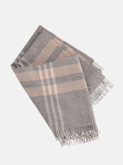 MANTA 100% BABY ALPACA GRIS A CUADROS