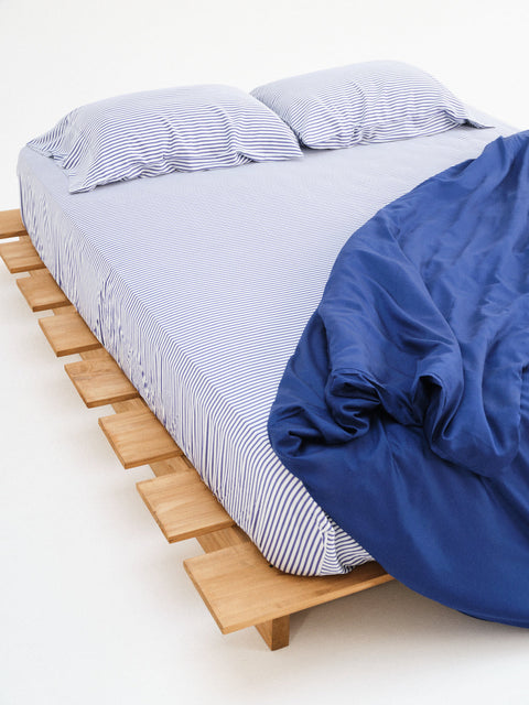 SÁBANA AJUSTABLE + FUNDA DE ALMOHADA DE BAMBÚ RAYADO 400 HILOS