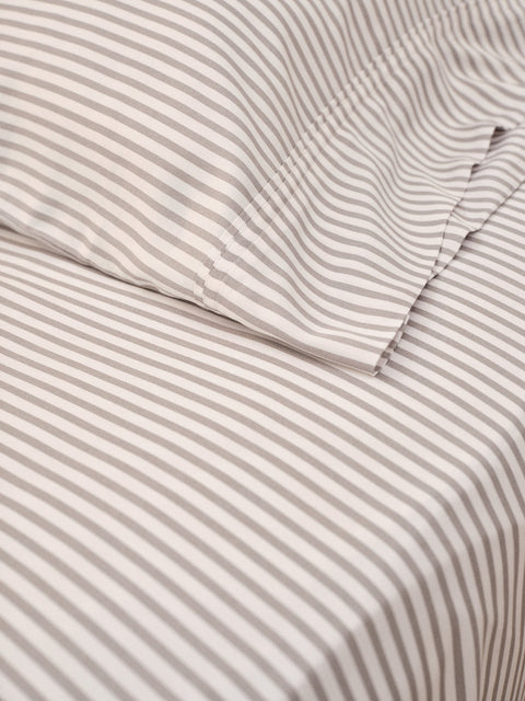 SÁBANA AJUSTABLE + FUNDA DE ALMOHADA DE BAMBÚ RAYADO 400 HILOS