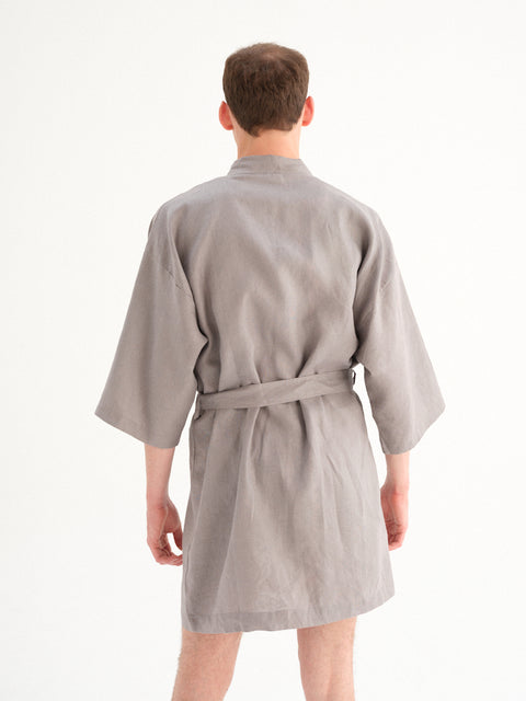 KIMONO DE LINO COLOR GRIS